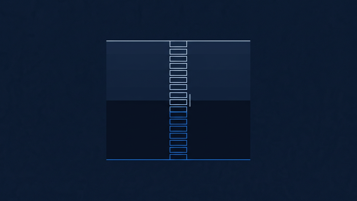 A central horizontal price ladder showing a Yes-side quote rising in small increments toward a one-dollar ceiling, with empty navy space framing the climb