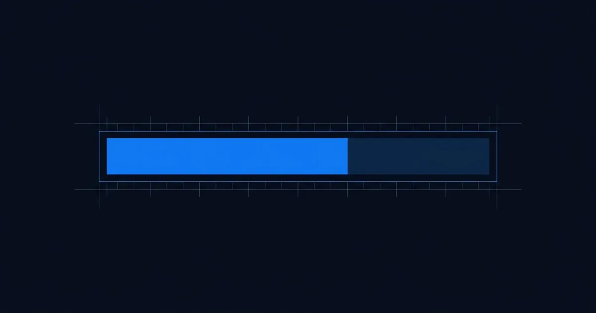 A progress bar filled roughly 60 percent in bright blue sits inside a dark navy bordered rectangle, overlaid on a faint grid of thin blue lines against a deep navy background.