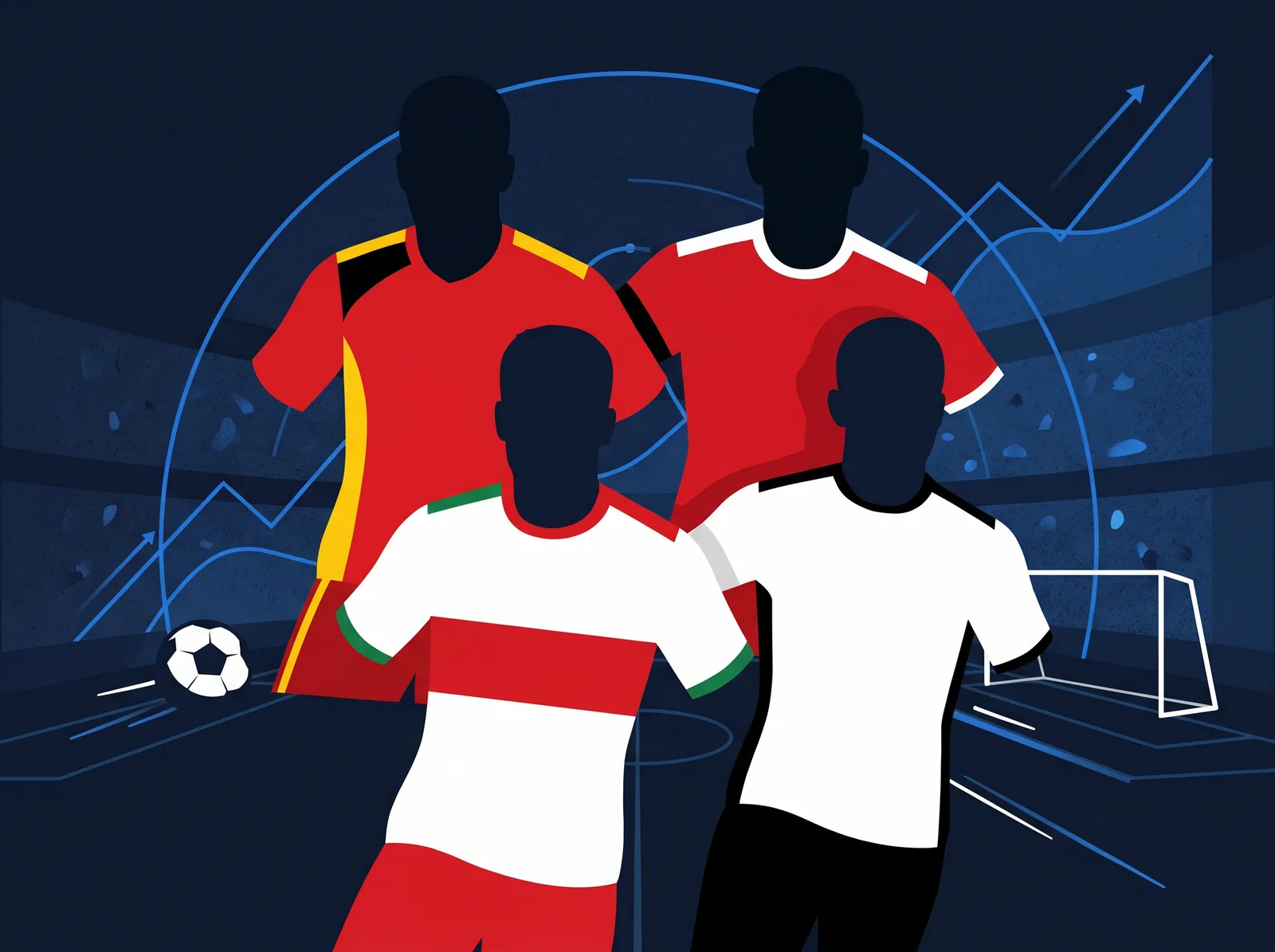 Abstract editorial hero for Group G of the 2026 FIFA World Cup