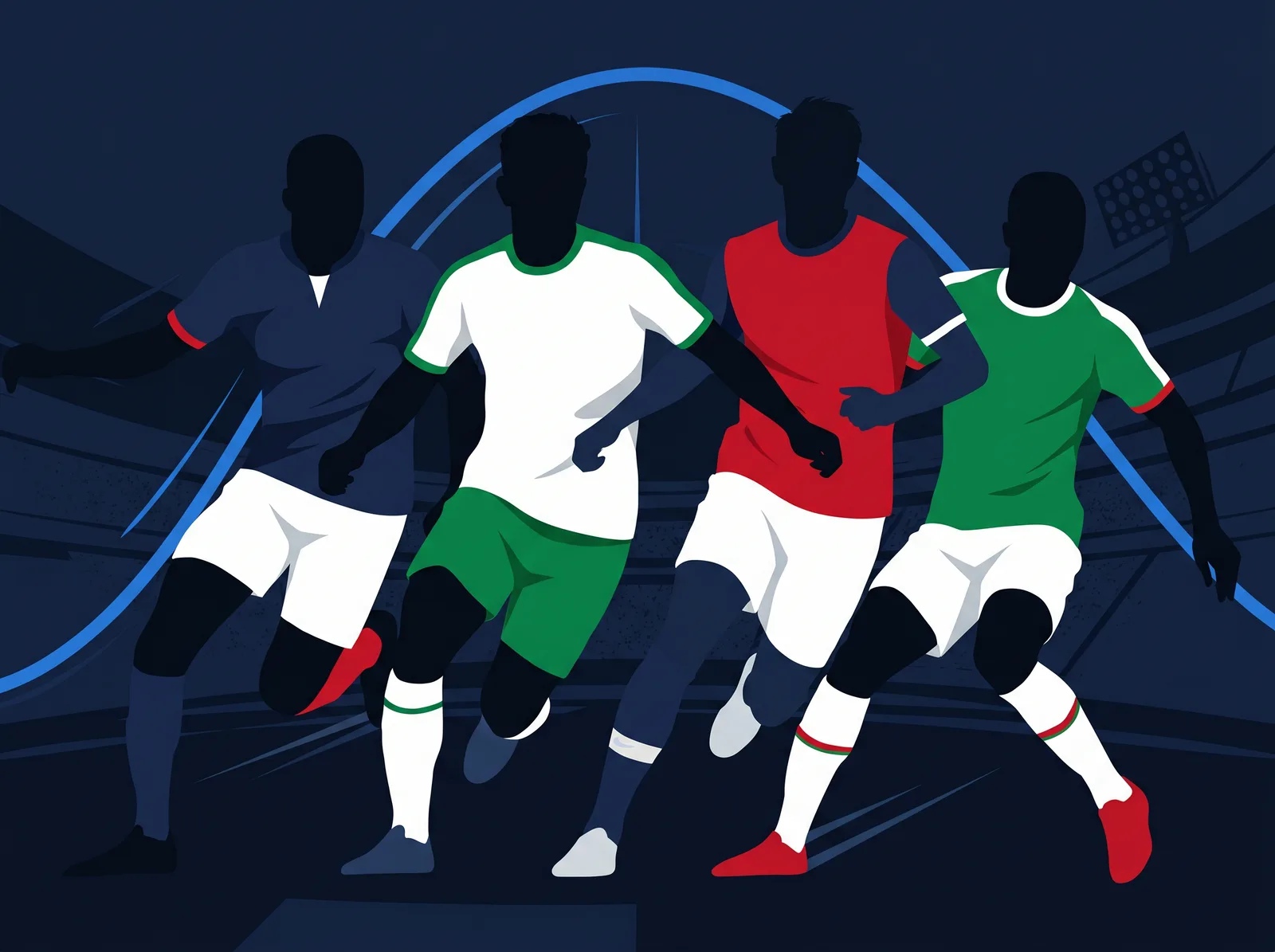Abstract editorial hero for Group I of the 2026 FIFA World Cup