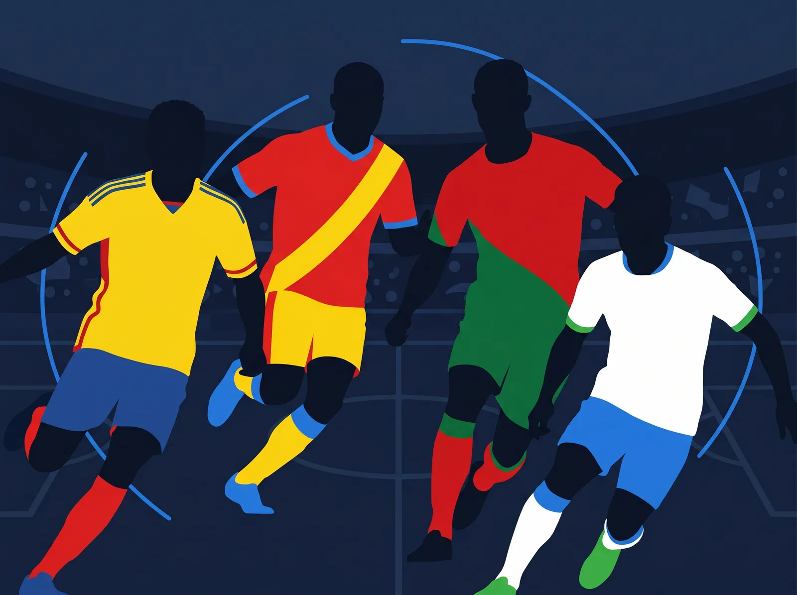 Abstract editorial hero for Group K of the 2026 FIFA World Cup