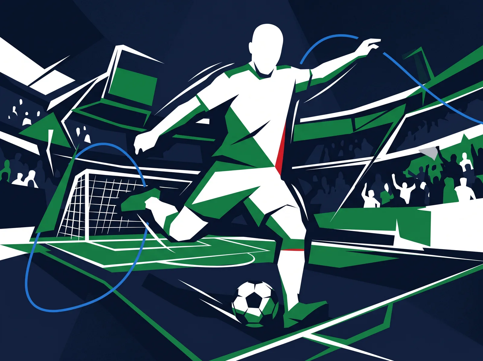 Abstract editorial hero for Algeria in national kit colours