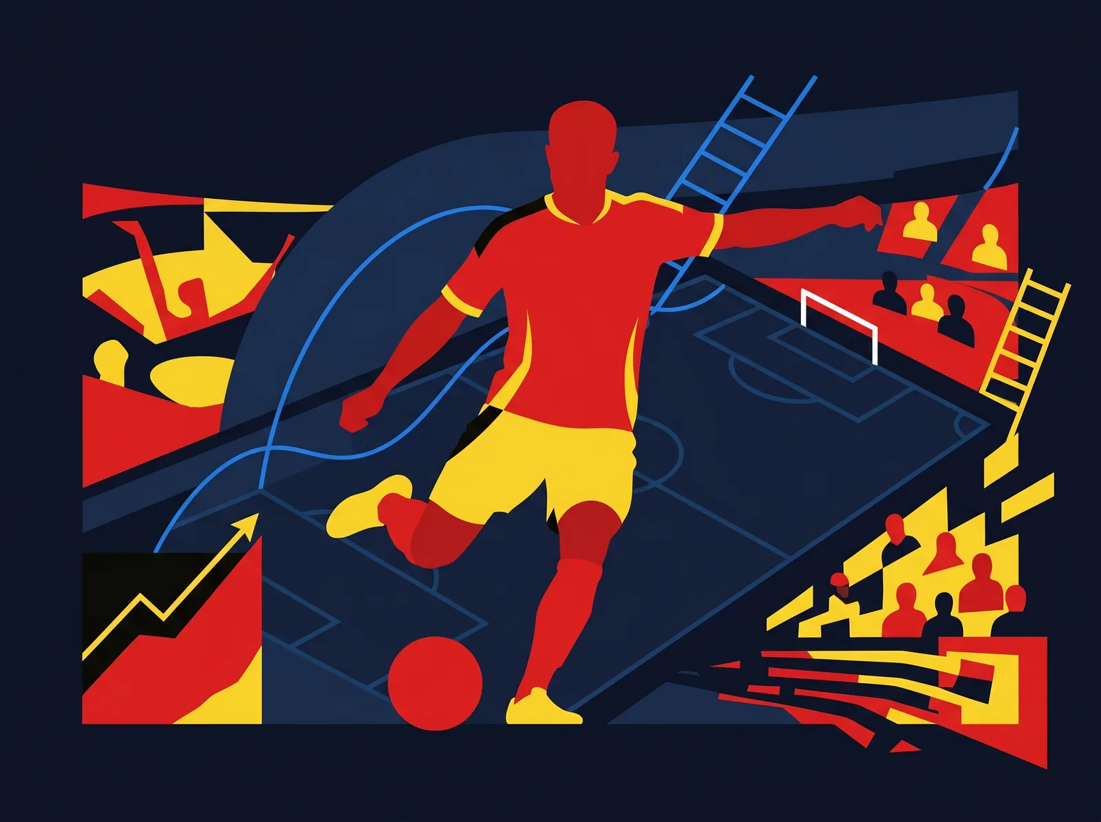 Abstract editorial hero for Belgium in national kit colours