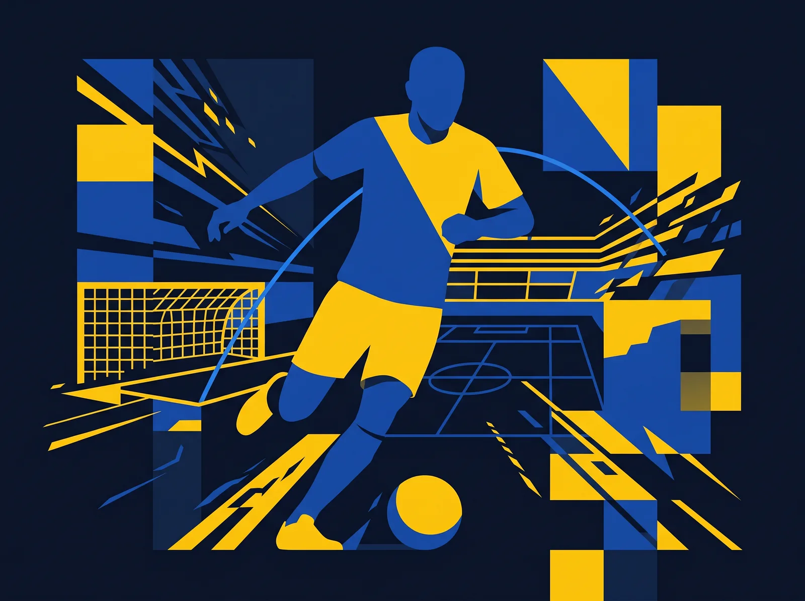 Abstract editorial hero for Bosnia-Herzegovina in national kit colours