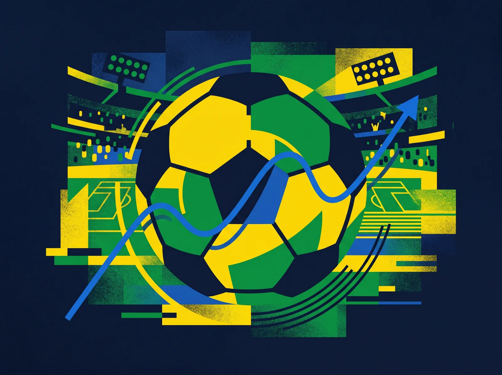 Abstract editorial hero for Brazil in national kit colours