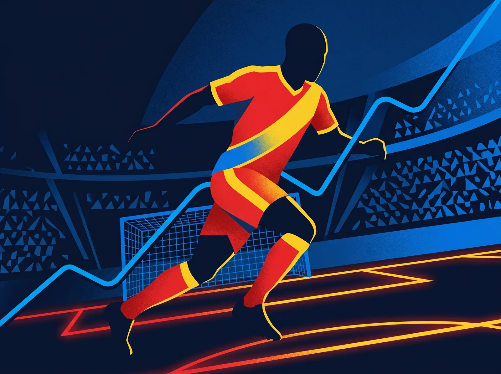 Abstract editorial hero for Congo DR in national kit colours