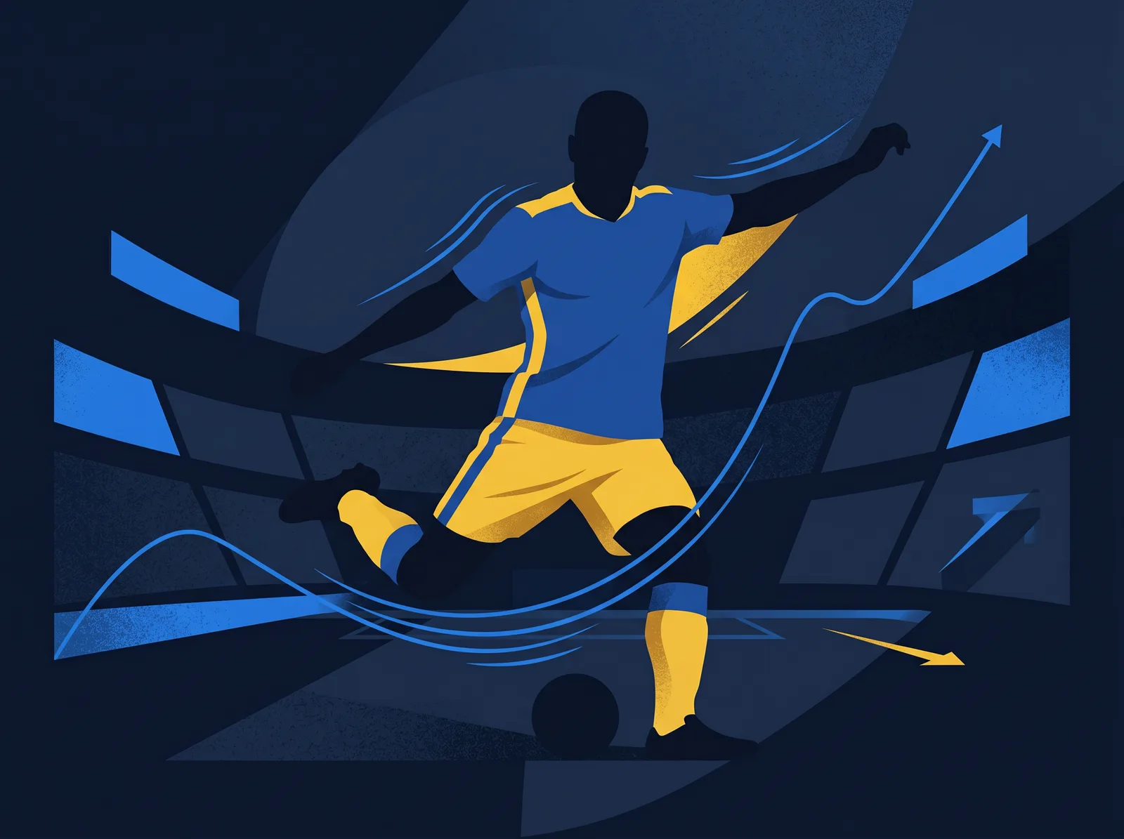 Abstract editorial hero for Curaçao in national kit colours