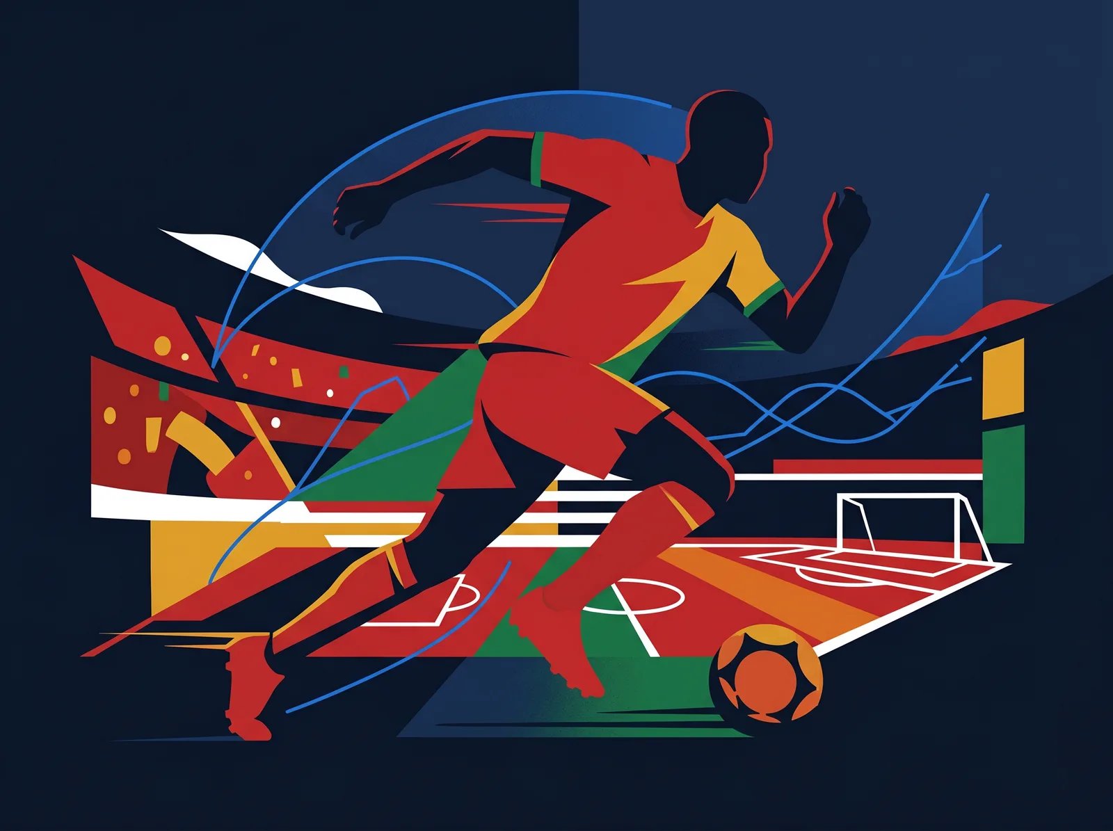Abstract editorial hero for Ghana in national kit colours
