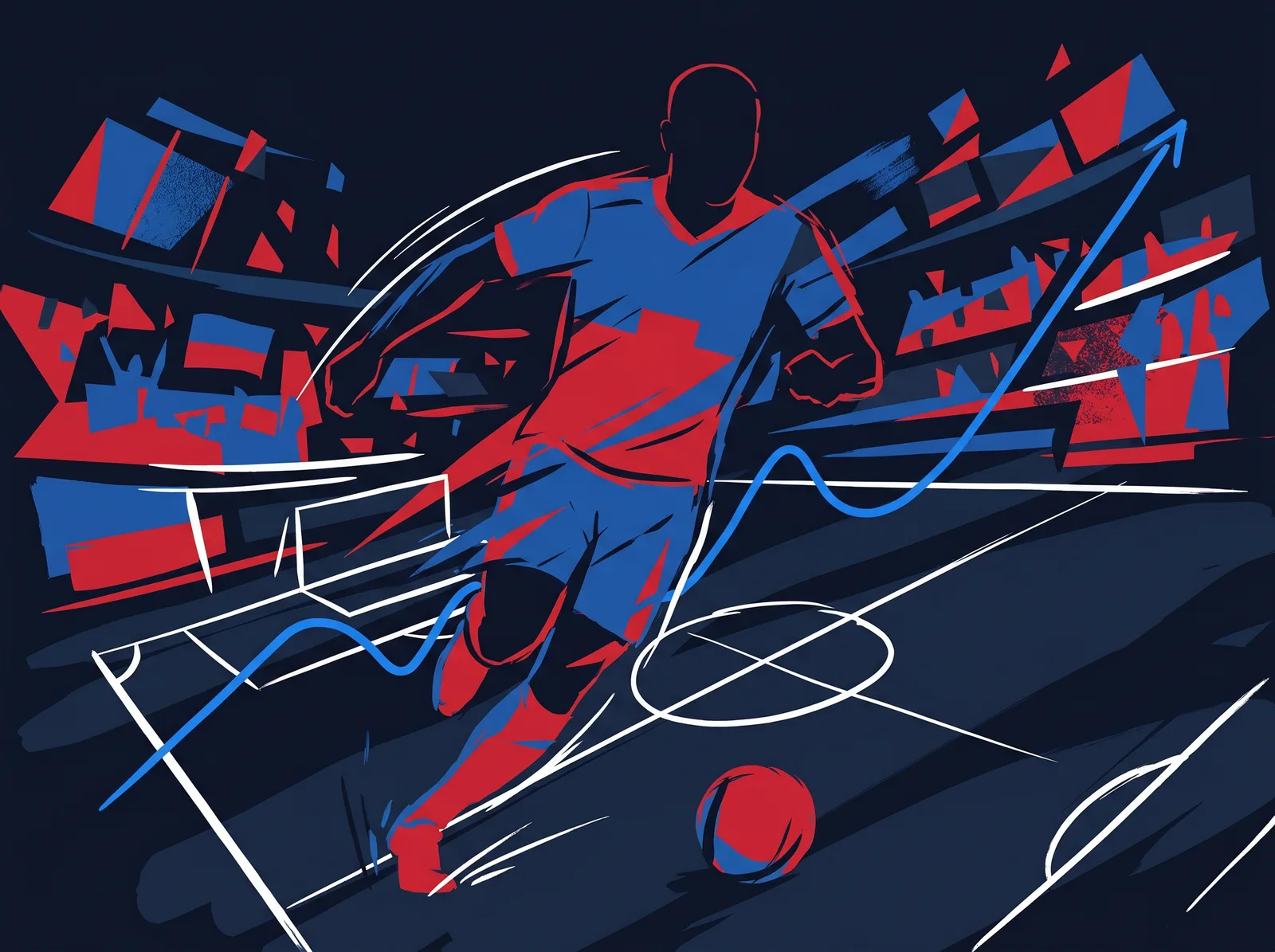 Abstract editorial hero for Haiti in national kit colours