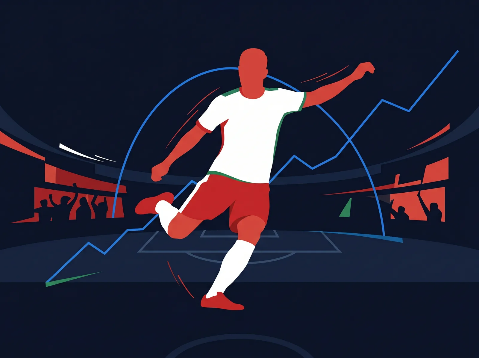 Abstract editorial hero for Iran in national kit colours