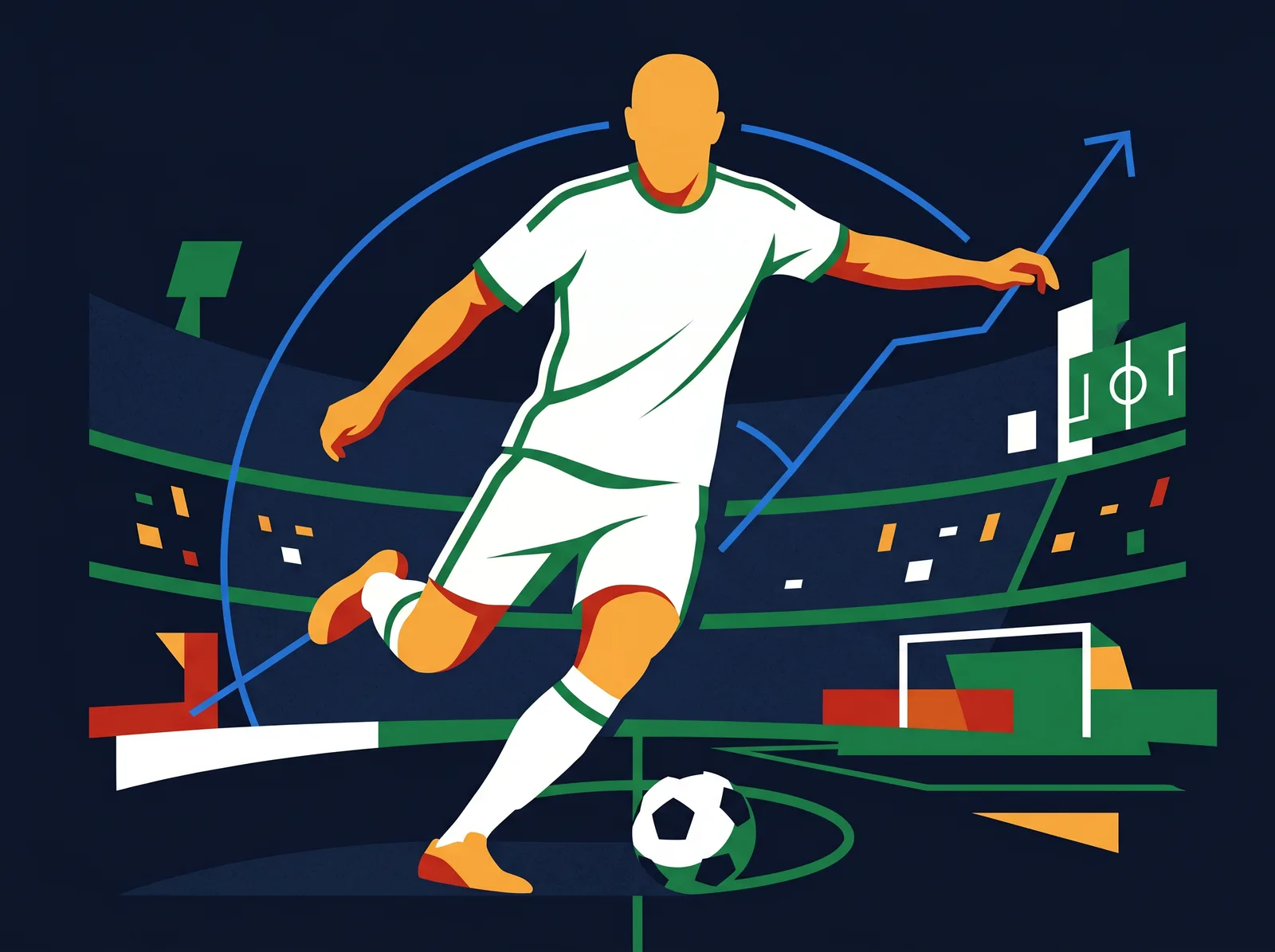 Abstract editorial hero for Iraq in national kit colours
