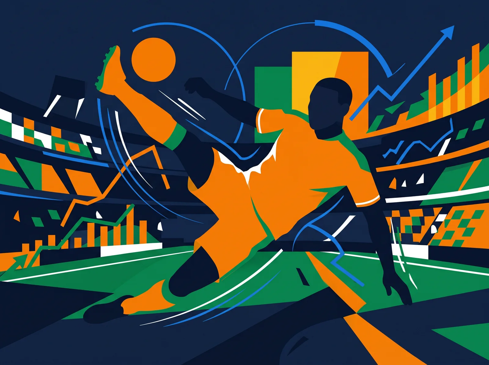 Abstract editorial hero for Ivory Coast in national kit colours