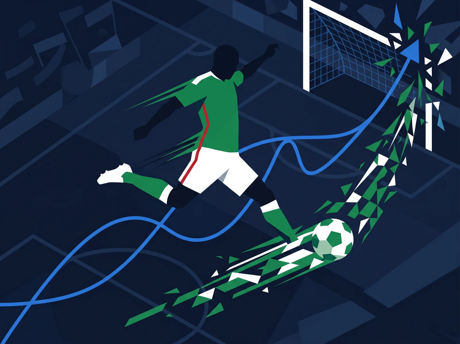 Abstract editorial hero for Mexico in national kit colours