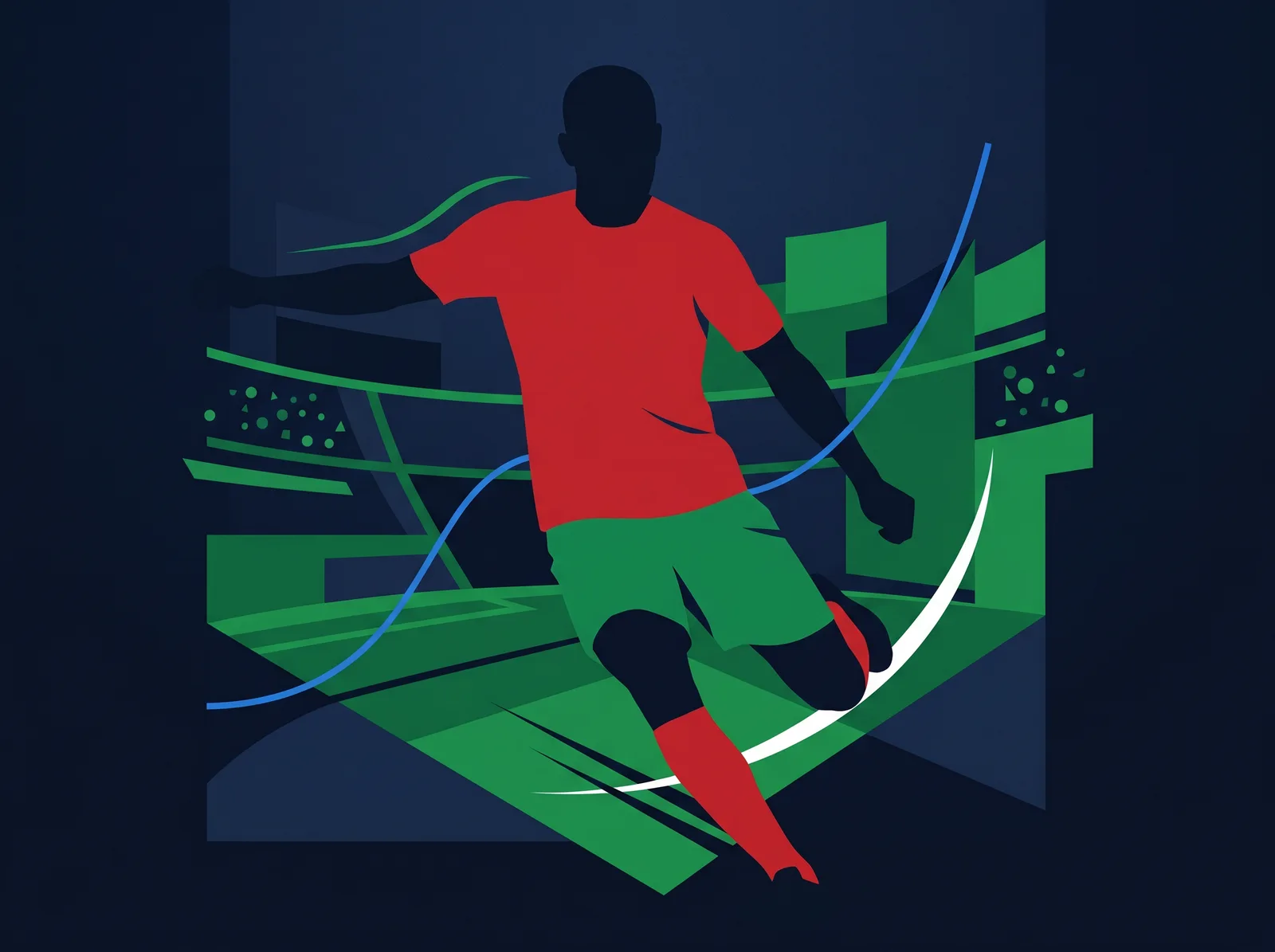 Abstract editorial hero for Morocco in national kit colours