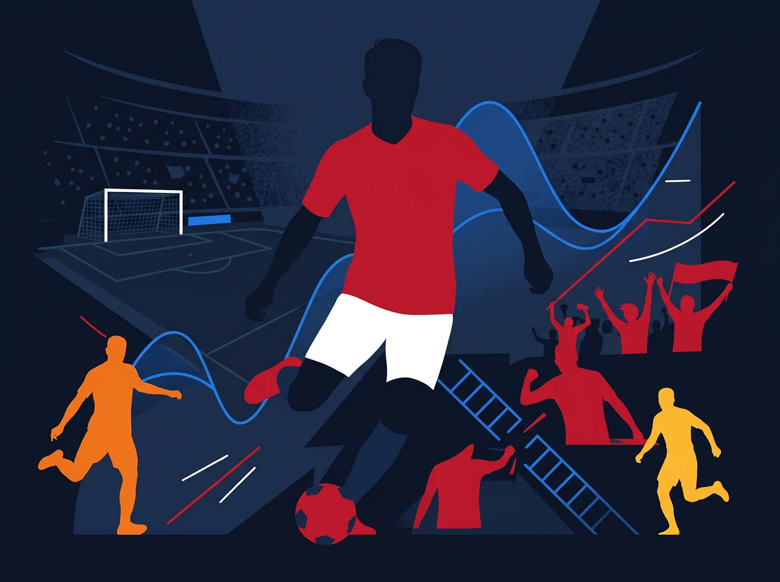 Abstract editorial hero for Norway in national kit colours