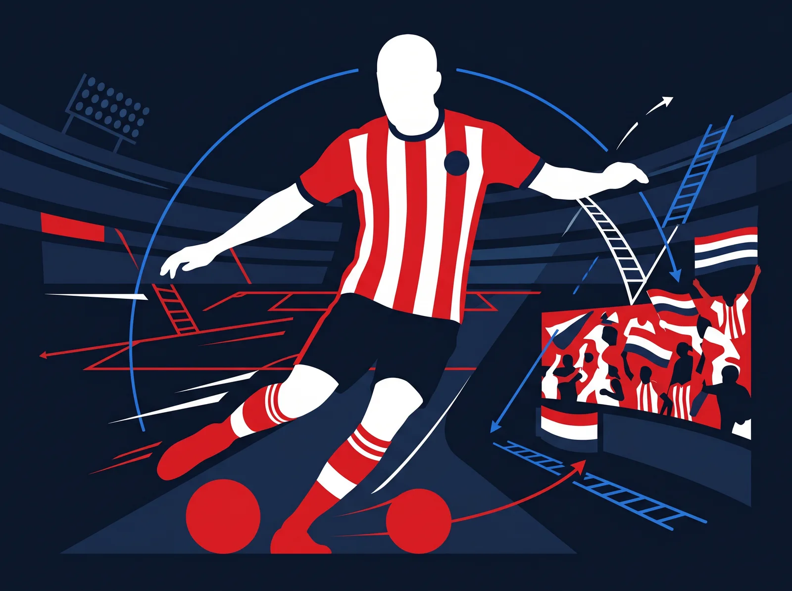 Abstract editorial hero for Paraguay in national kit colours