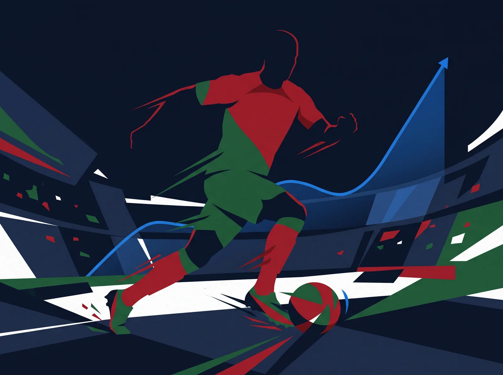 Abstract editorial hero for Portugal in national kit colours