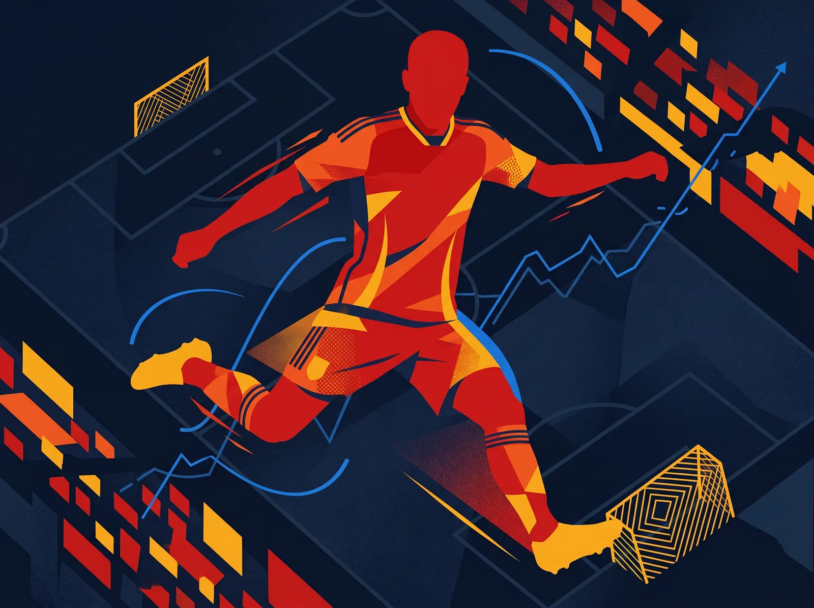 Abstract editorial hero for Spain in national kit colours