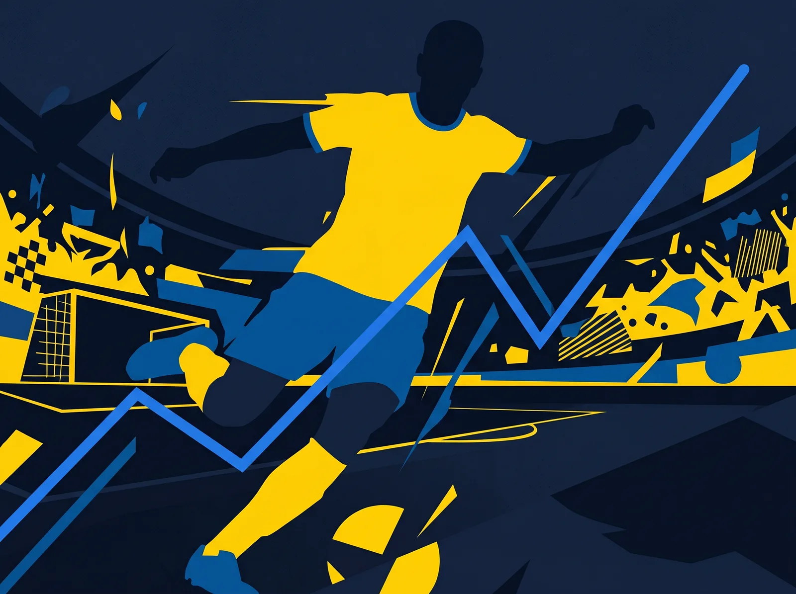 Abstract editorial hero for Sweden in national kit colours
