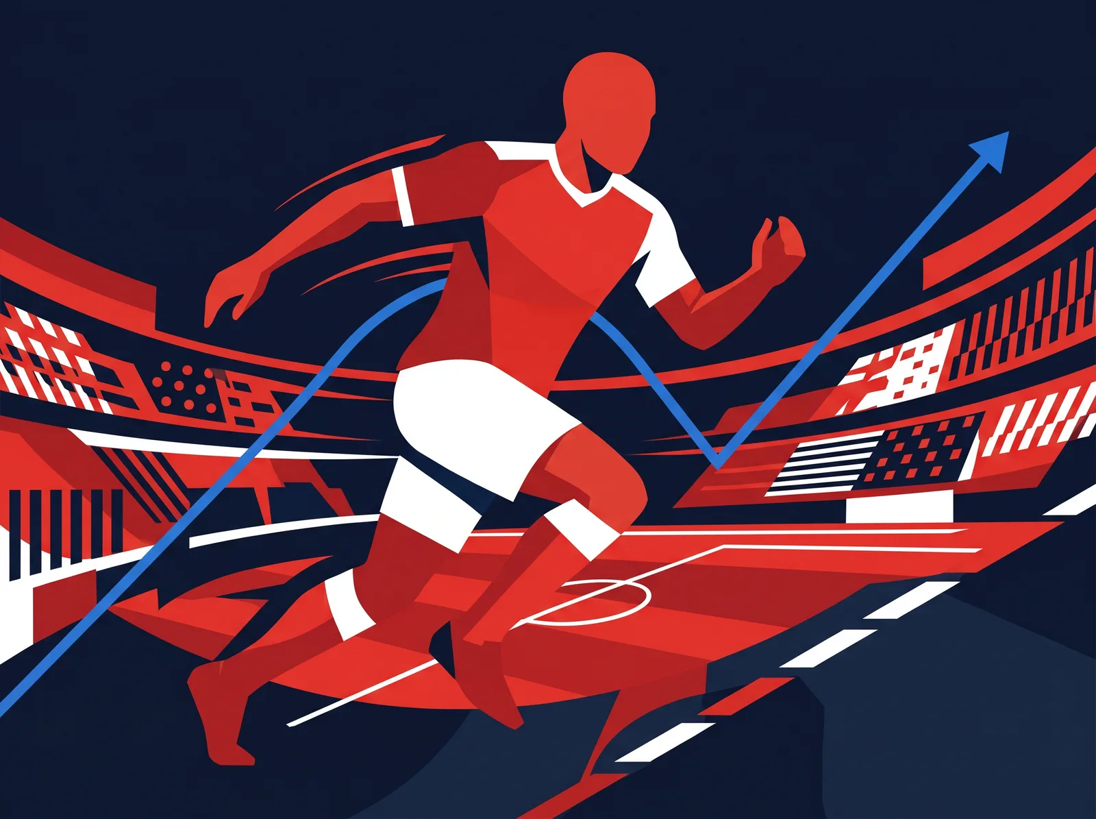 Abstract editorial hero for Tunisia in national kit colours