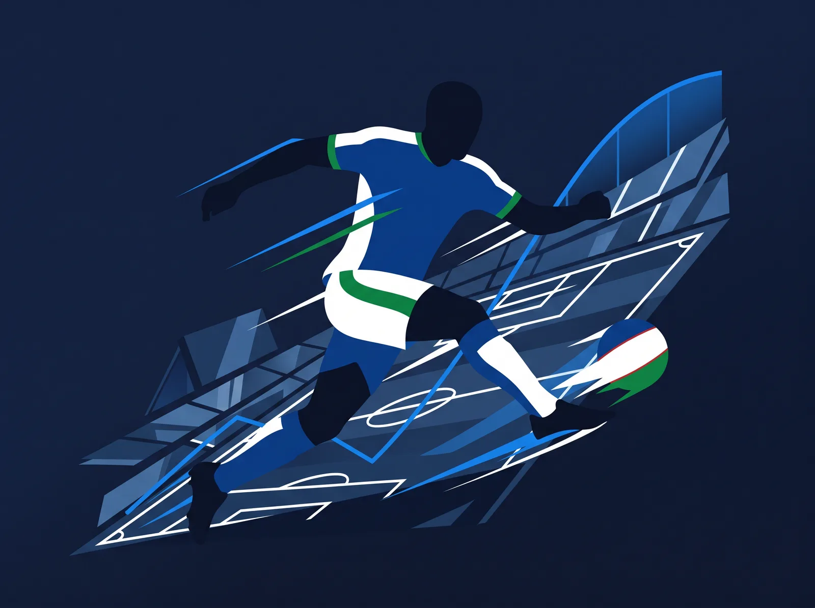 Abstract editorial hero for Uzbekistan in national kit colours